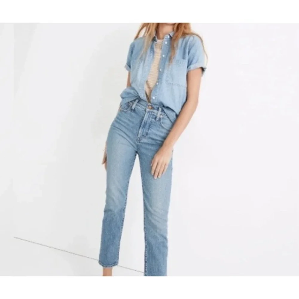 Madewell The Perfect Vintage Jean Medium Wash Raw Hem High Rise Tapered Size 27